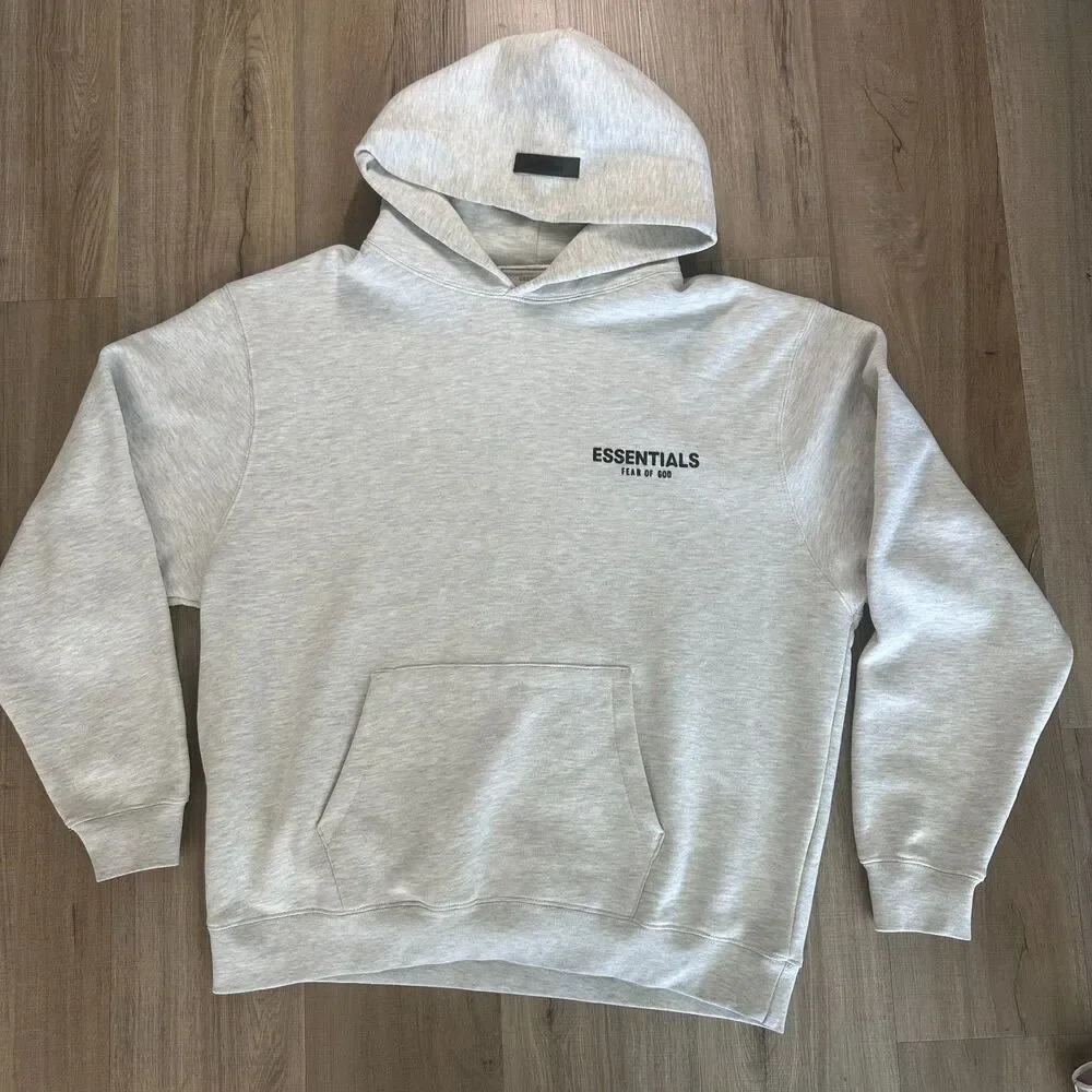 Fear of God Essentials Light Oatmeal Pullover Hoodie Size Medium Preloved